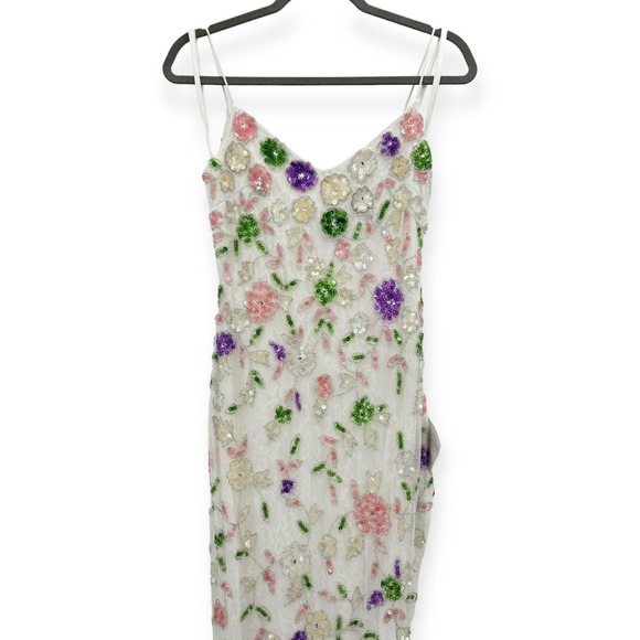 Mac Duggal Embellished Lace Sleeveless V-neck Thigh Slit Gown 10893 NEW Size 2 - Picture 3 of 16